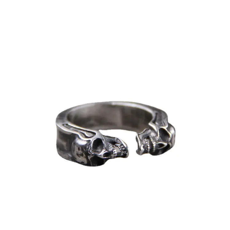925 Thai Silver Engraved Skull Ring - 4OEBP