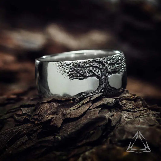 Simple Retro Carved Tree of Life Ring - 4OEBP - 4OEBP