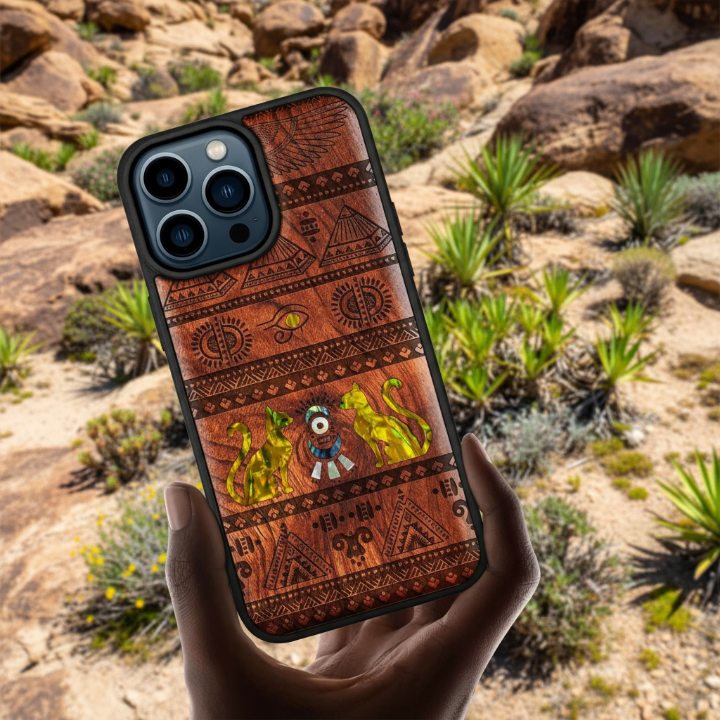 4OEBP - Carveit Designer Wooden Protective Case for iPhone 15 Pro Max Magnetic Case Cover