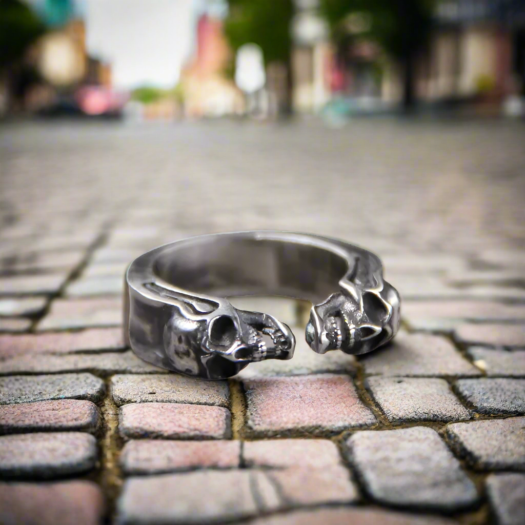 925 Thai Silver Engraved Skull Ring - 4OEBP