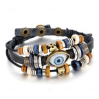 Adjustable Multi-layer Beaded Cowhide Leather Bracelet - 4OEBP - 4OEBP
