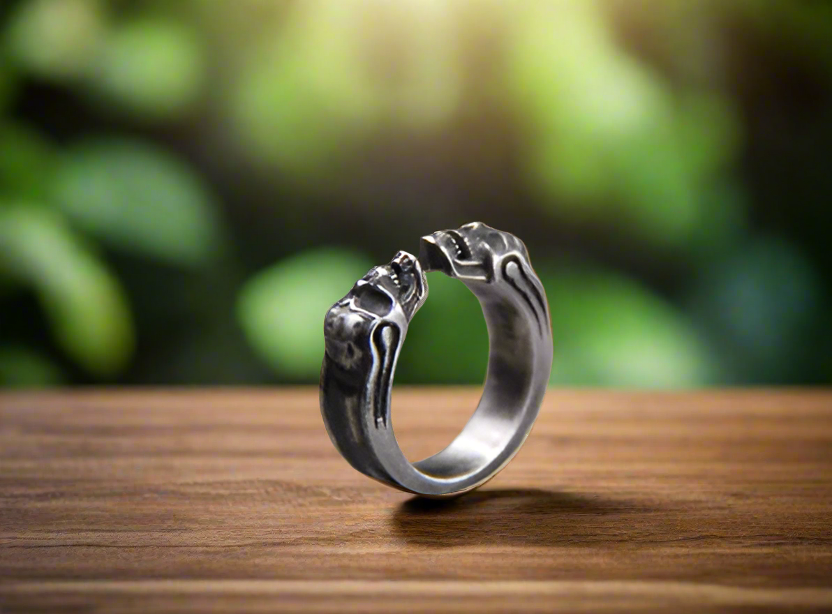 925 Thai Silver Engraved Skull Ring - 4OEBP