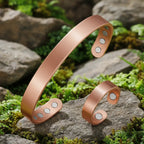 Copper Bracelets for Women Magnetic Lymph Detox Bracelets & Magnetic Ring with 3500 Gauss Magnets 100% Pure Copper Jewelry Gift - 4OEBP - 4OEBP