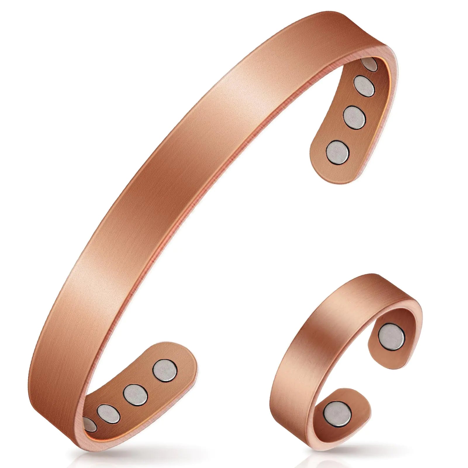 Copper Bracelets for Women Magnetic Lymph Detox Bracelets & Magnetic Ring with 3500 Gauss Magnets 100% Pure Copper Jewelry Gift - 4OEBP - 4OEBP